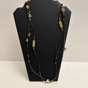 N1928 Retired Silpada Serpentine Boho Necklace Yellow/Gold/Brown